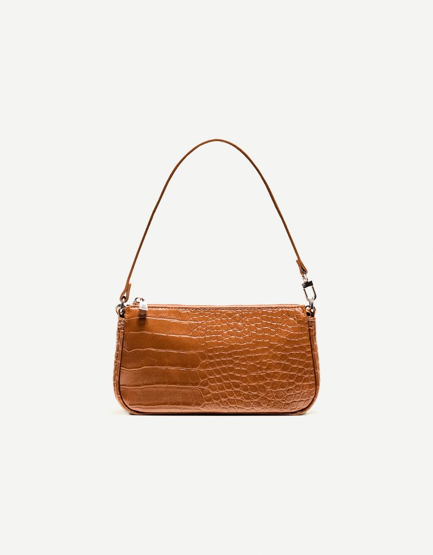 Camel leather effect mini bag