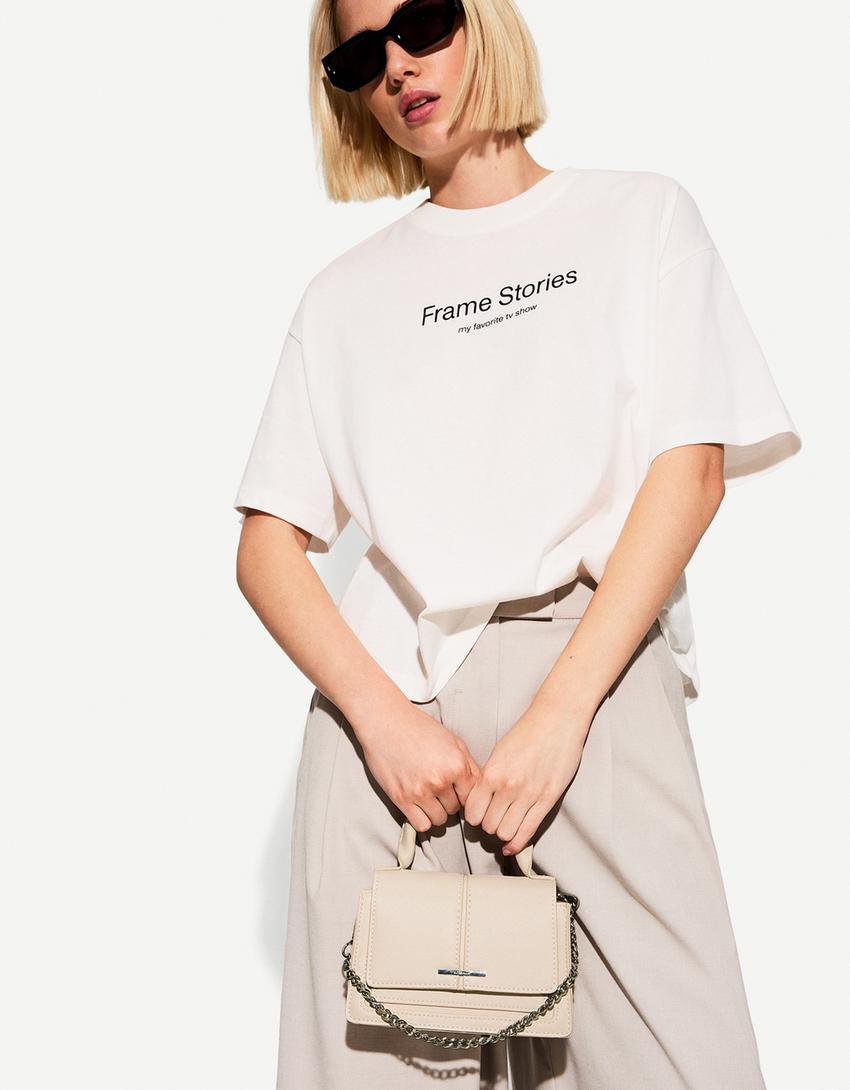 Studded faux suede bag