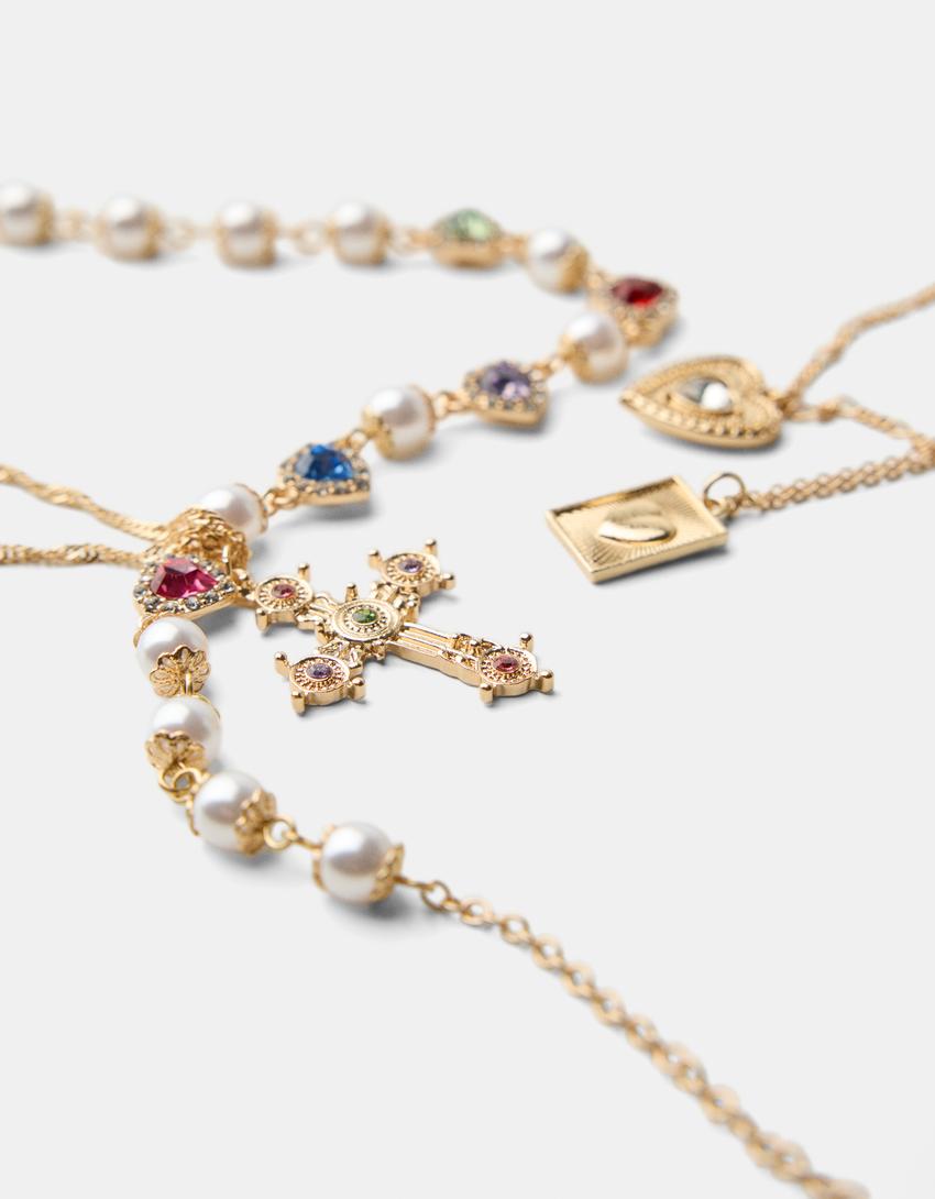 4-pack of rhinestone cross necklaces