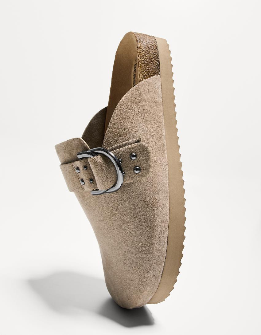 Buckled clog with stud detail