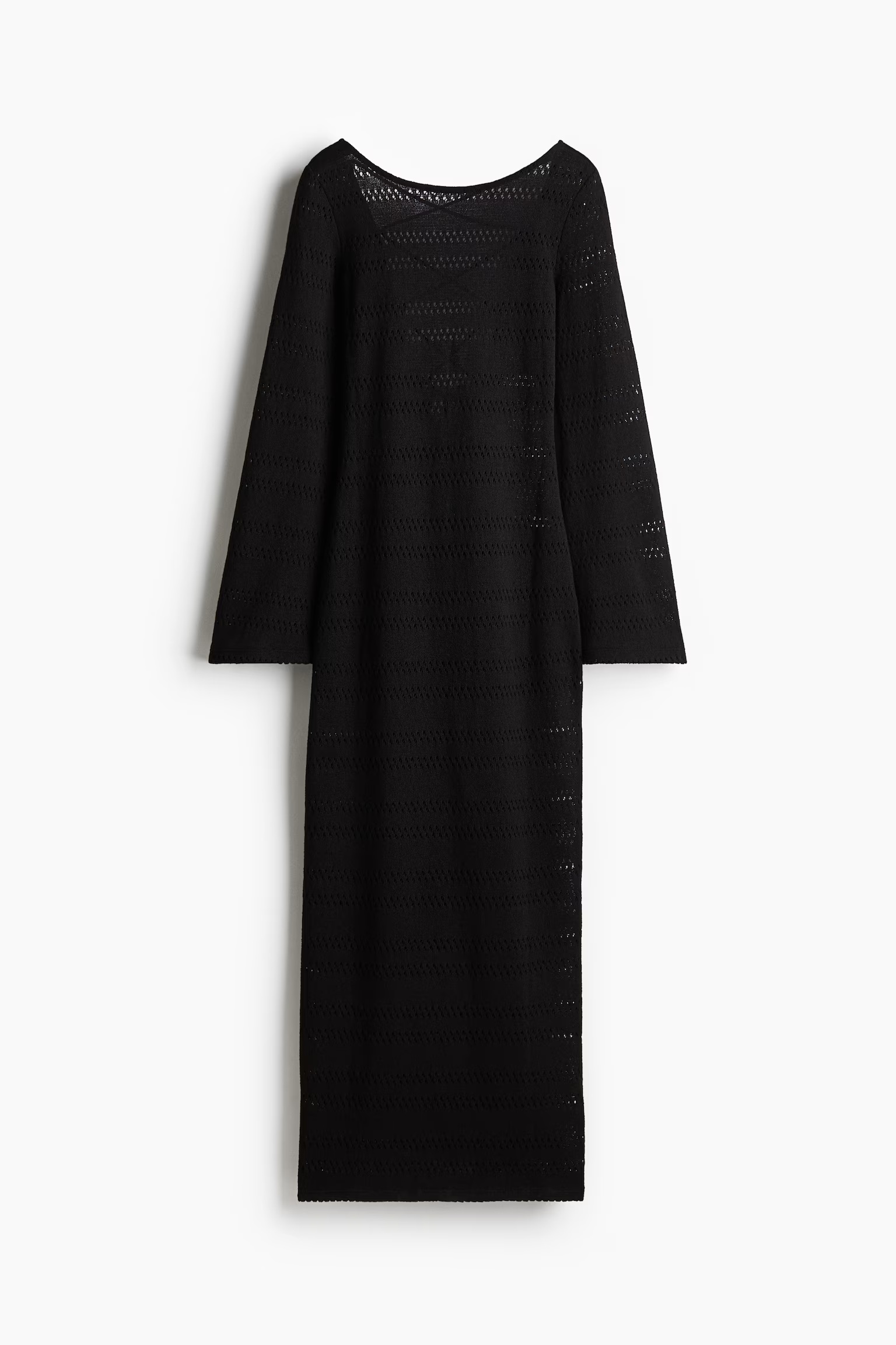 Lace Detail and Hole Patterned Knit Dress