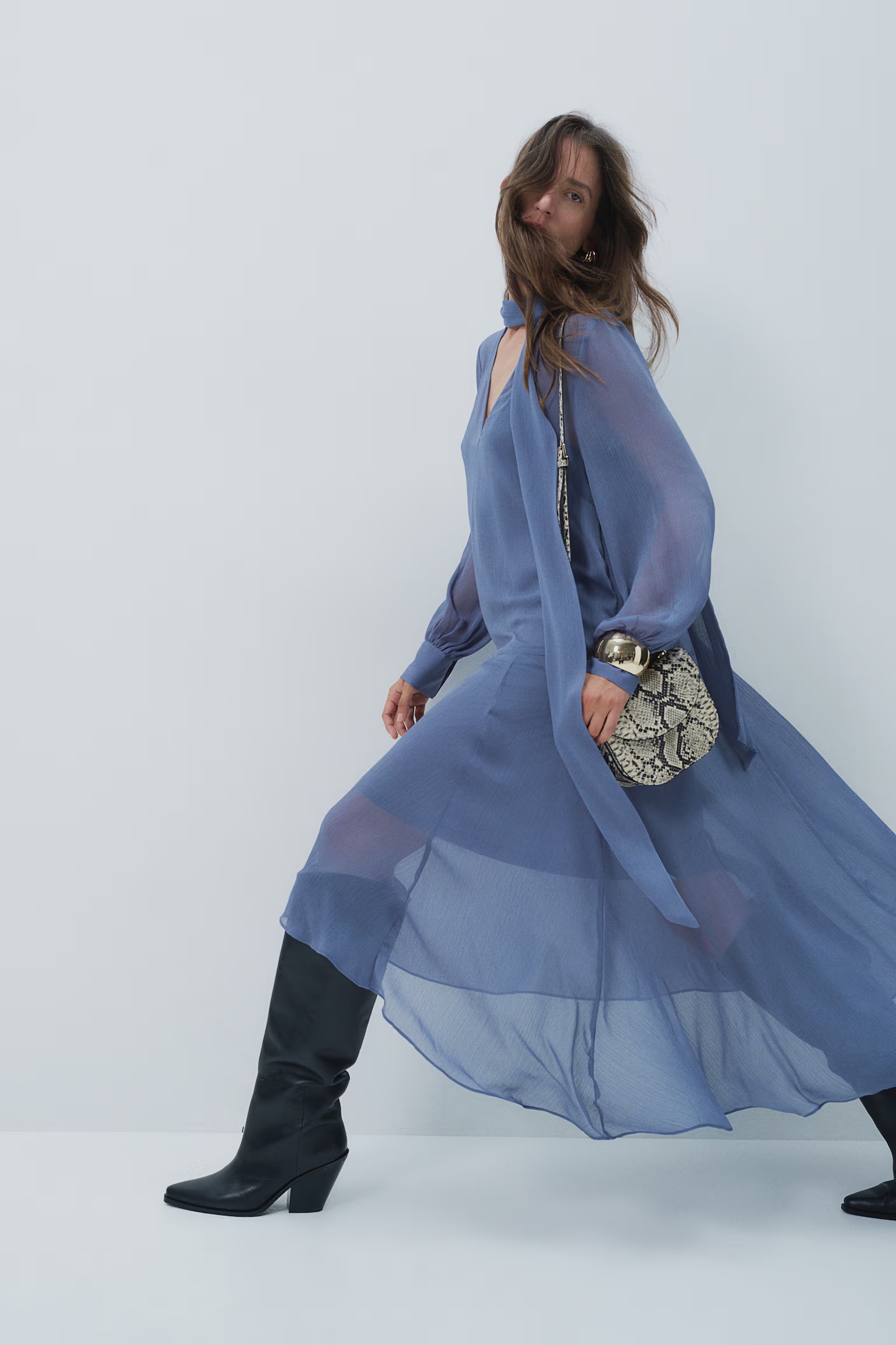 Thin Dress with Lace Collar