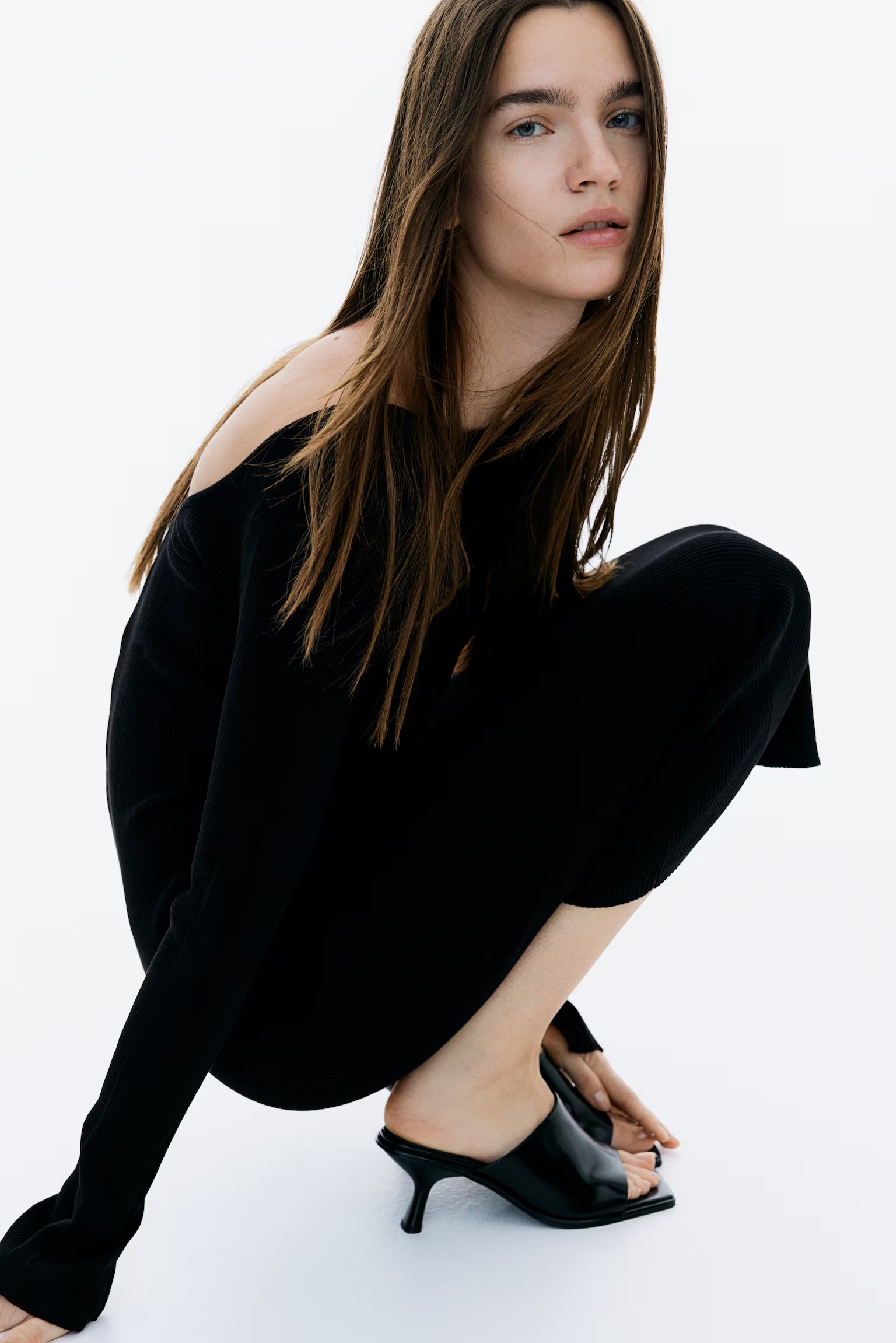 Elastic Knitted Fitted Backless Dress