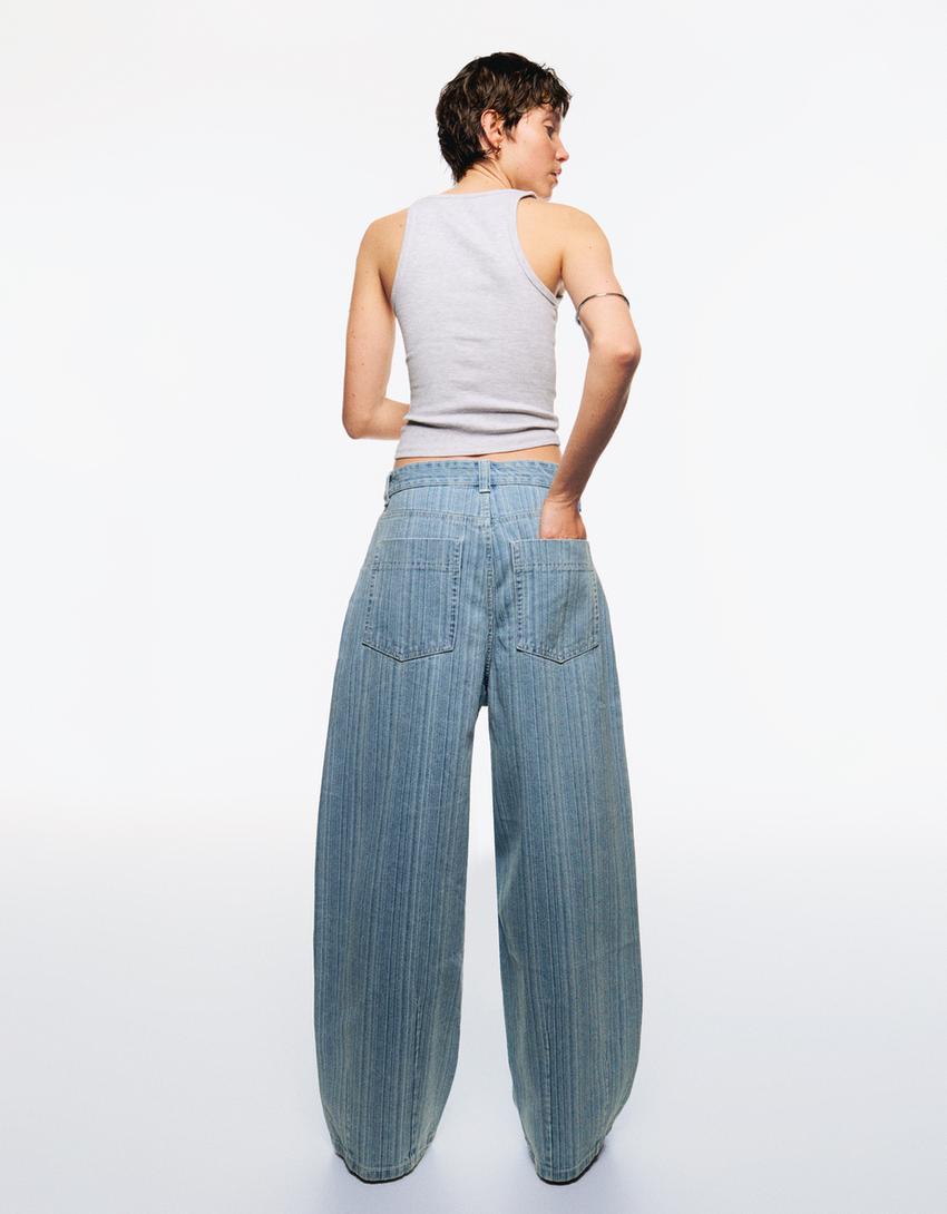Striped balloon fit jeans