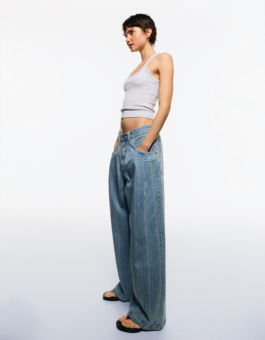 Striped balloon fit jeans