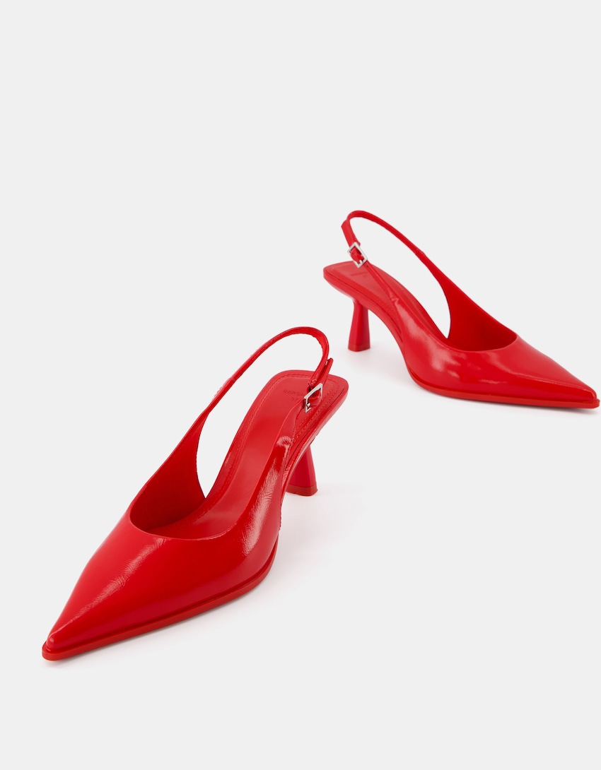 Kitten heel slingback shoes