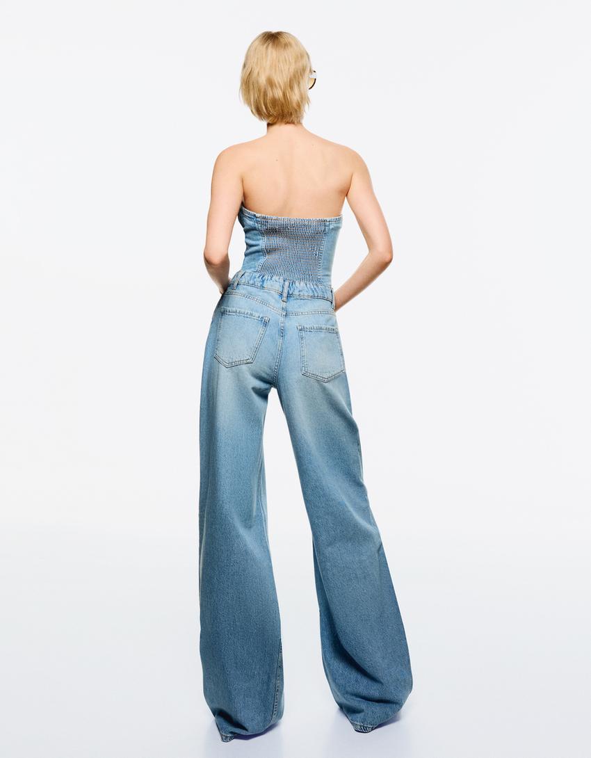 Denim bandeau jumpsuit