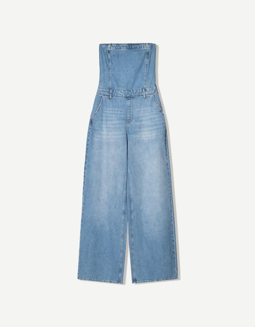 Denim bandeau jumpsuit