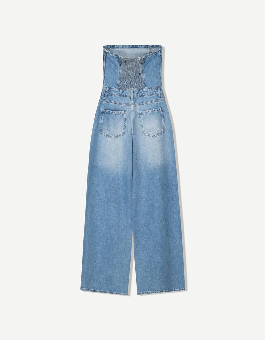 Denim bandeau jumpsuit