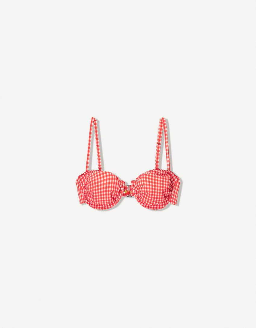 Gingham check bikini top