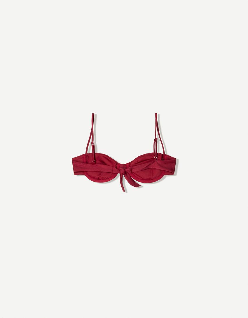 Burgundy gathered bikini top