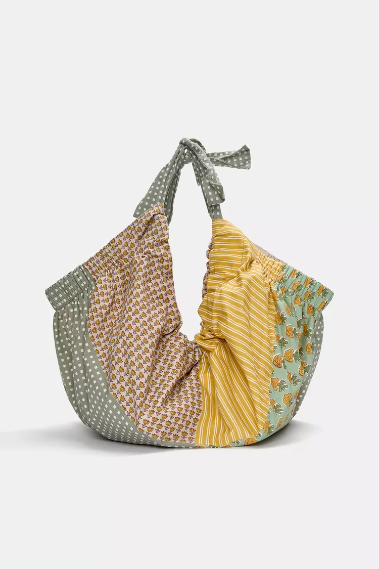 Patterned large tote bag
