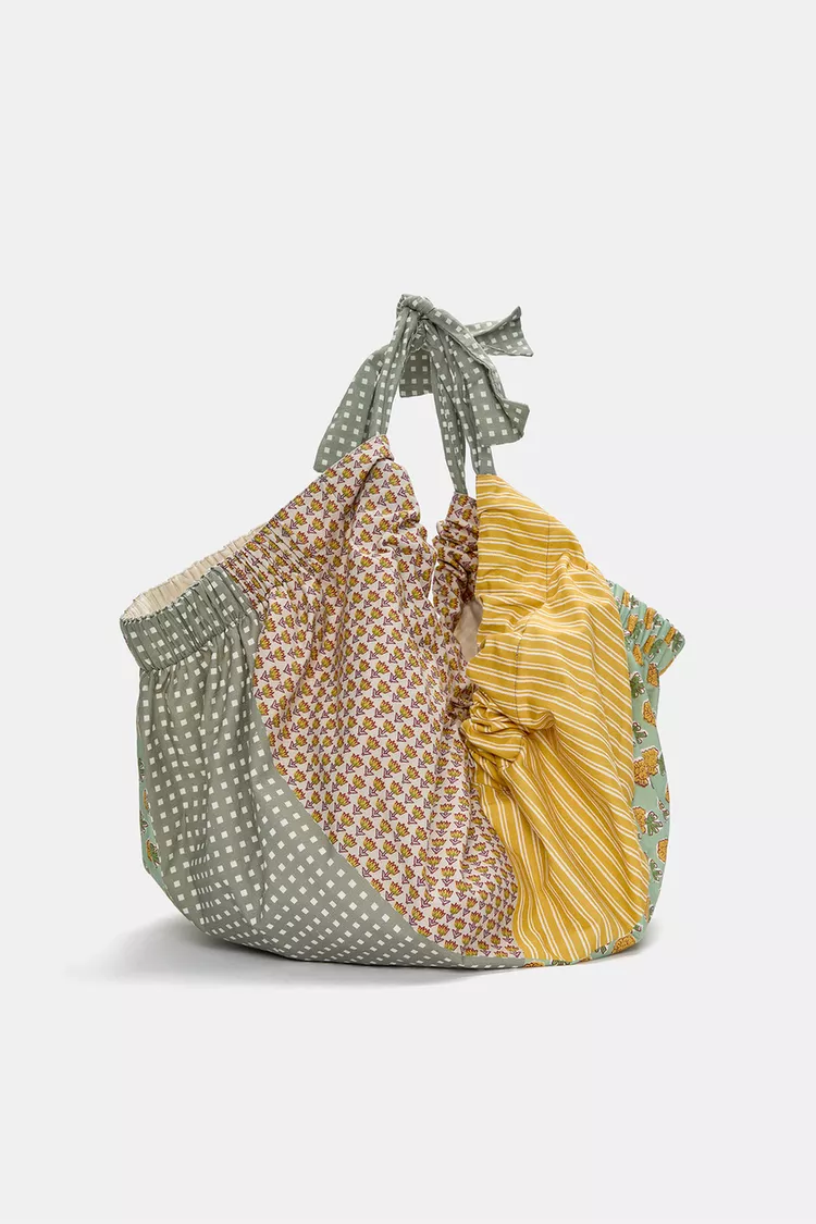 Patterned large tote bag