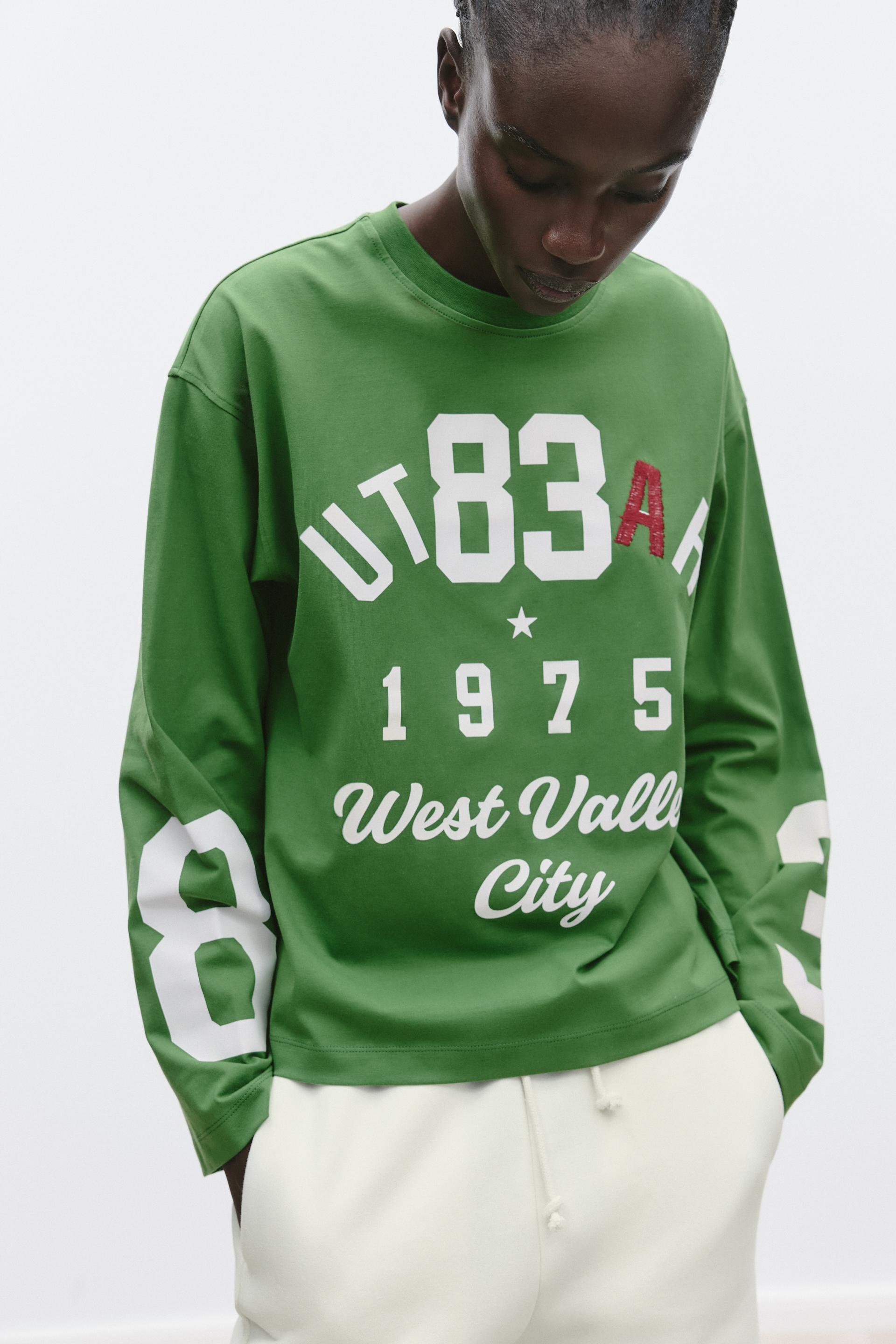 T-SHIRT WITH EMBROIDERED SLOGAN