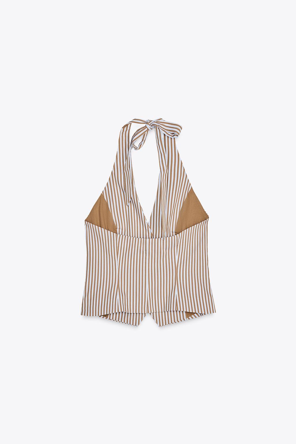 STRIPED HALTER WAISTCOAT TOP