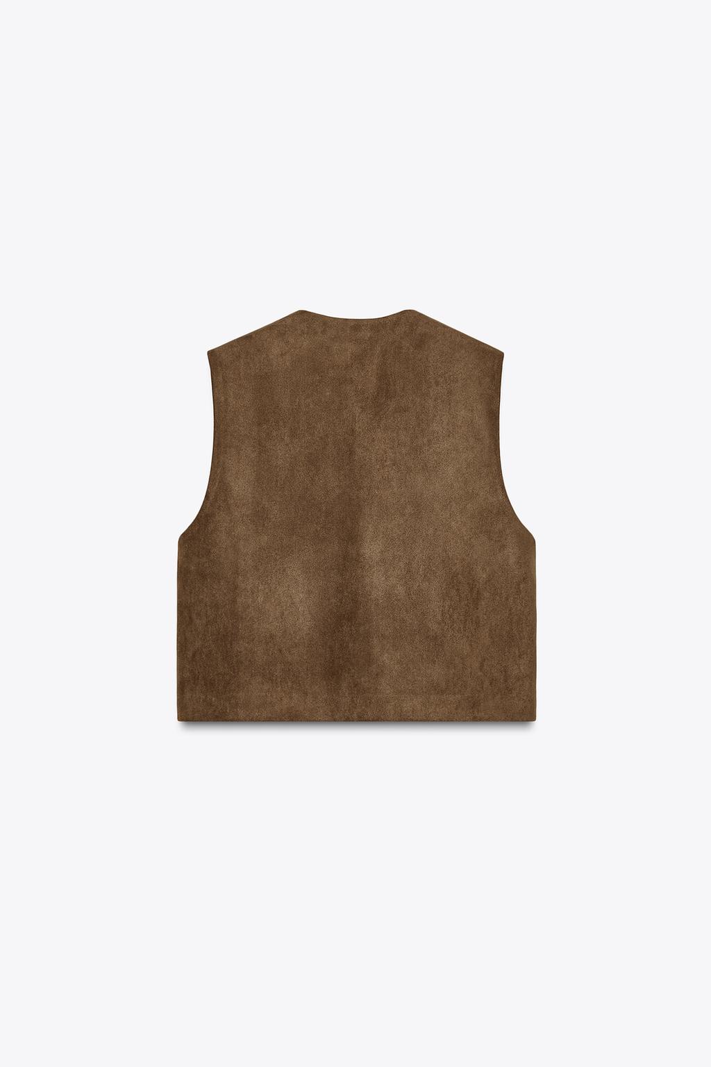 EMBROIDERED FAUX SUEDE GILET