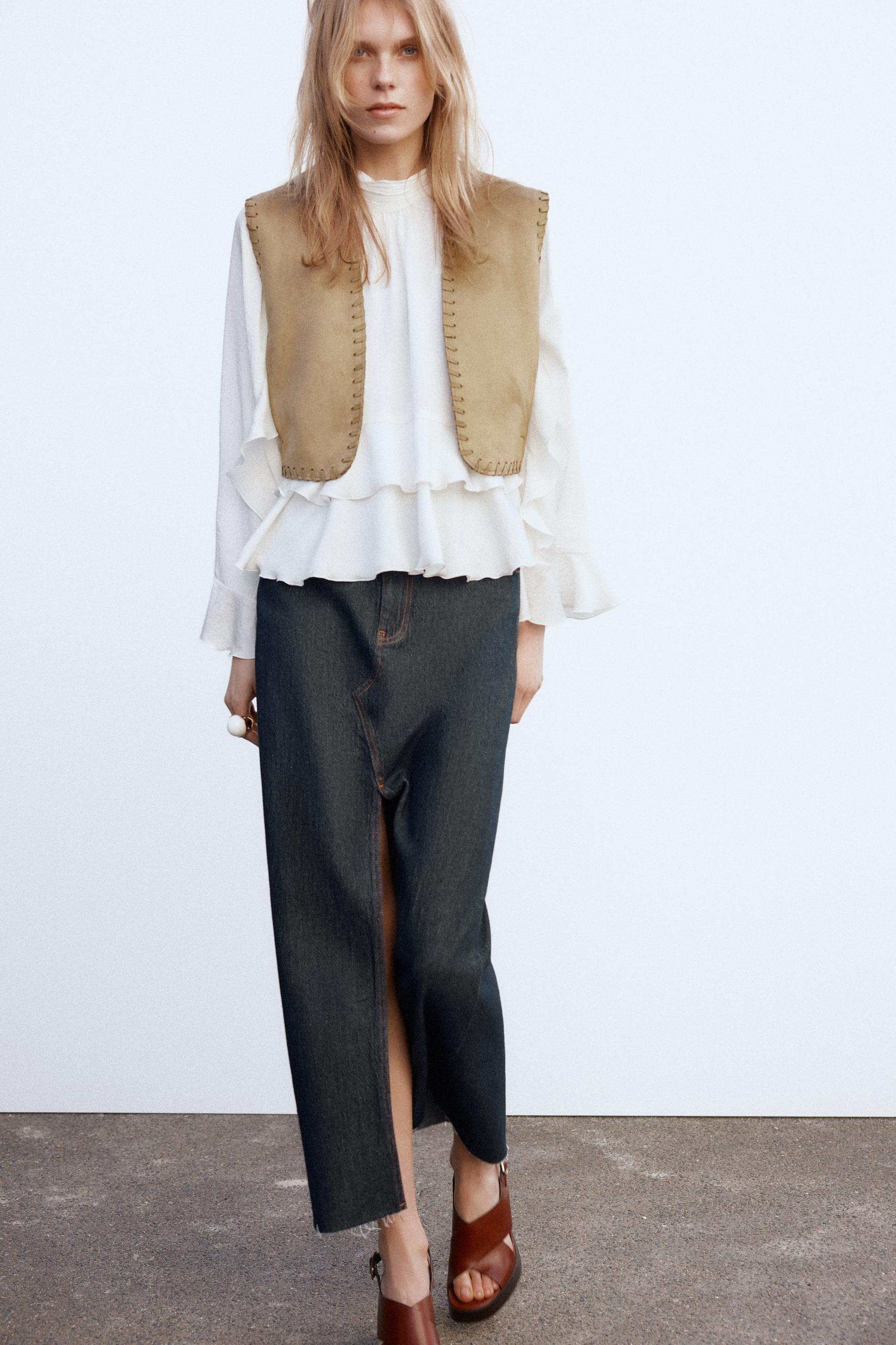 SUEDE-EFFECT WAISTCOAT WITH BRAIDED DETAIL