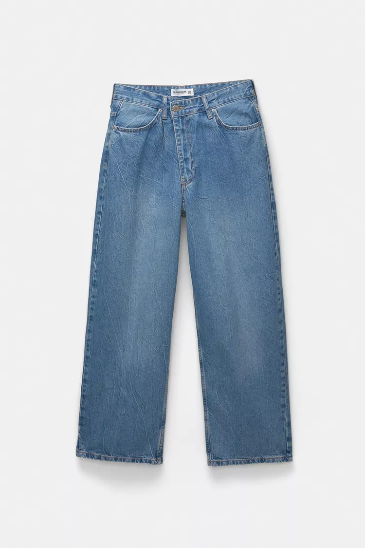 Super baggy jeans with crossover waist
