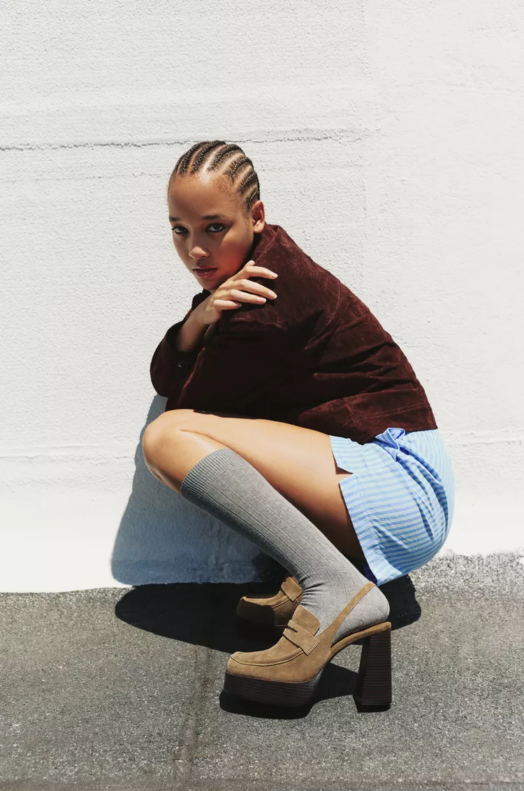 Leather platform loafers