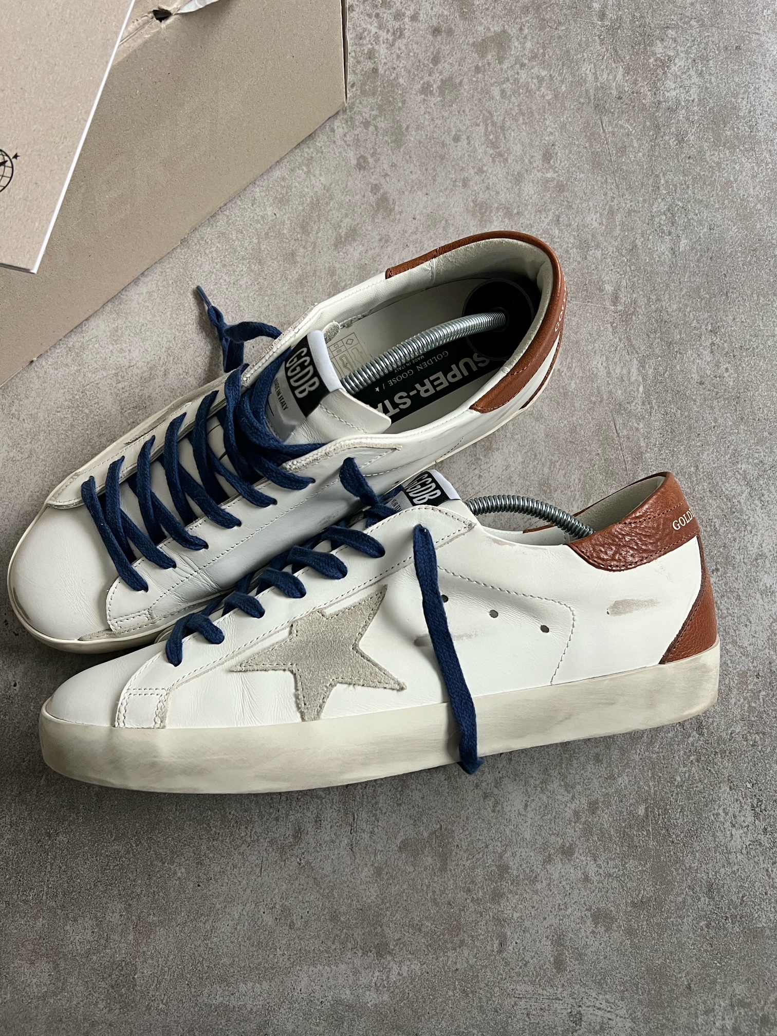 Golden Goose Superstar Classic White/Brown with blue laces