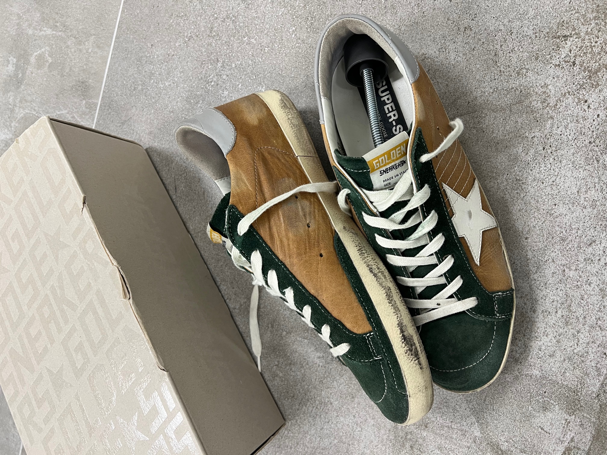 Golden Goose Superstar Green & Brown