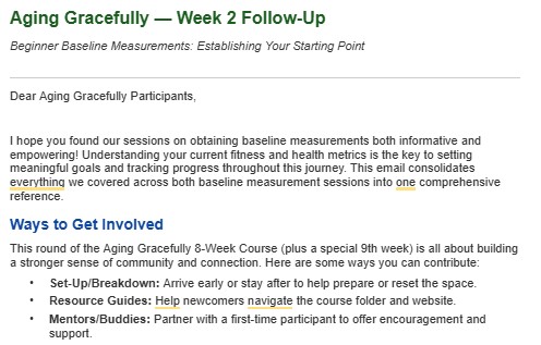 Aging Gracefully Week 2 Follow-Up