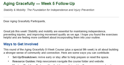 Aging Gracefully — Week 5 Follow-Up Email