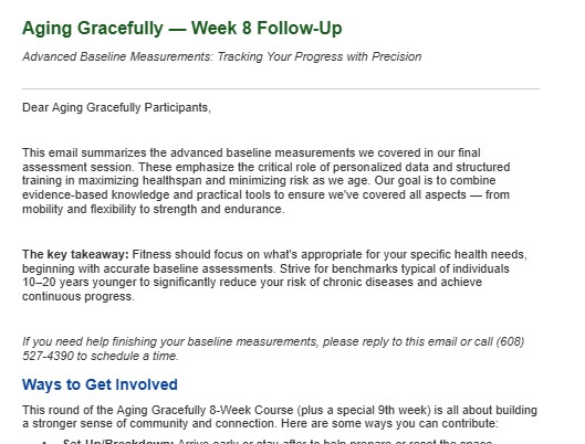 Aging Gracefully — Week 8 Follow-Up Guide