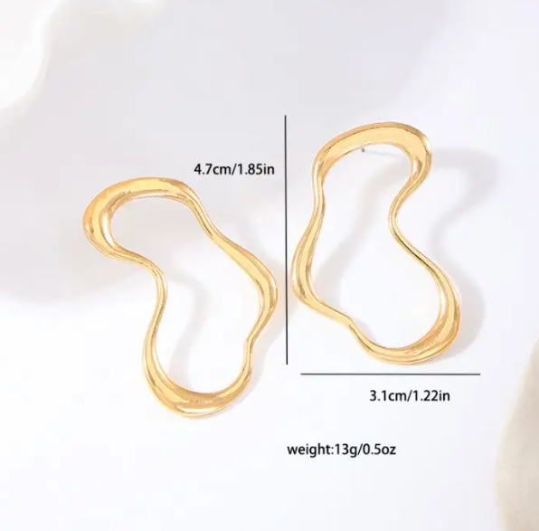 Teulrip Irregular Metal Geometry Heart Stud Earrings  Trendy Jewelry for Girls & Women