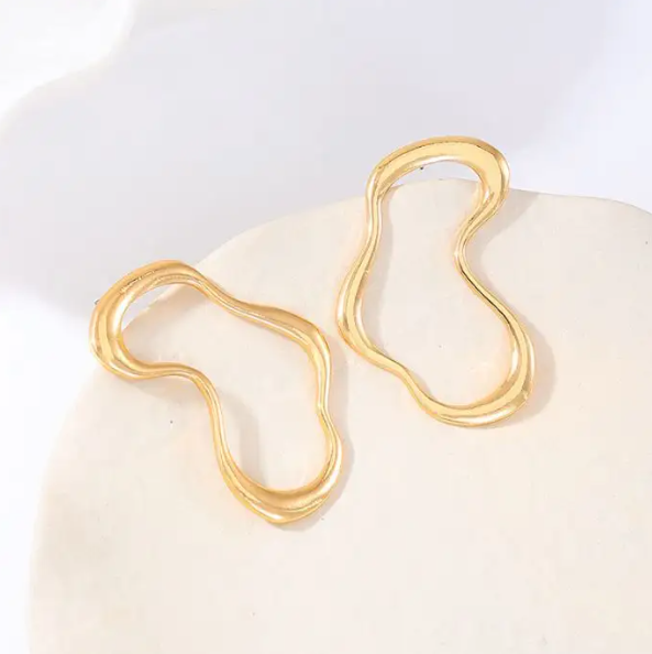 Teulrip Irregular Metal Geometry Heart Stud Earrings  Trendy Jewelry for Girls & Women