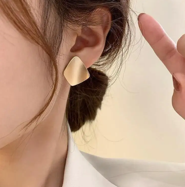 Teulrip Yellow Tonned Square Cube Stud Earrings, Fashion Earrings Perfect for Girls & Women