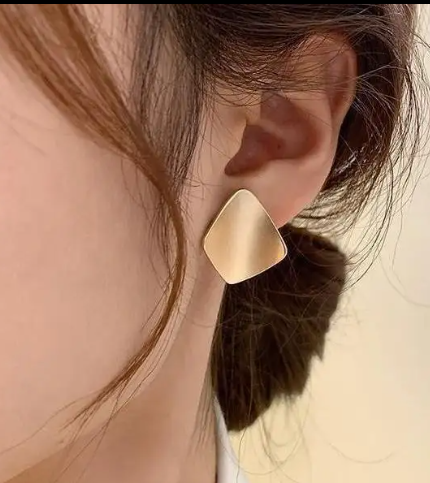 Teulrip Yellow Tonned Square Cube Stud Earrings, Fashion Earrings Perfect for Girls & Women