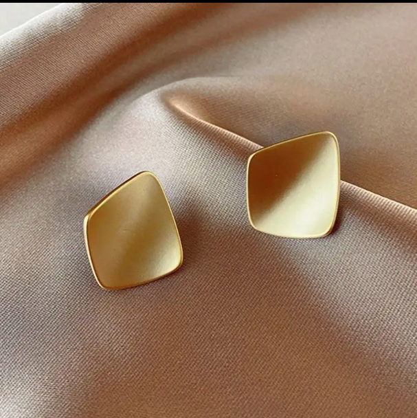 Teulrip Yellow Tonned Square Cube Stud Earrings, Fashion Earrings Perfect for Girls & Women