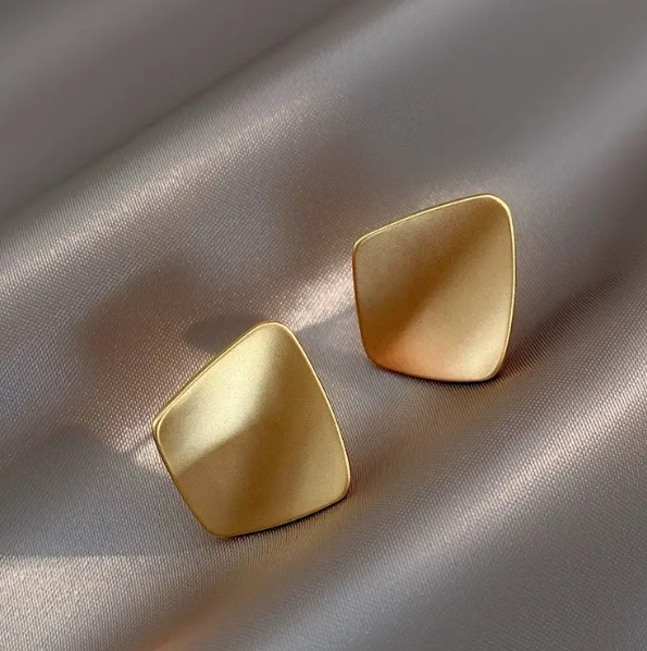 Teulrip Yellow Tonned Square Cube Stud Earrings, Fashion Earrings Perfect for Girls & Women