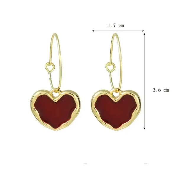 Teulrip Red Love Heart Hoop Earrings  Versatile & Stylish Ear Jewelry for Girls & Women