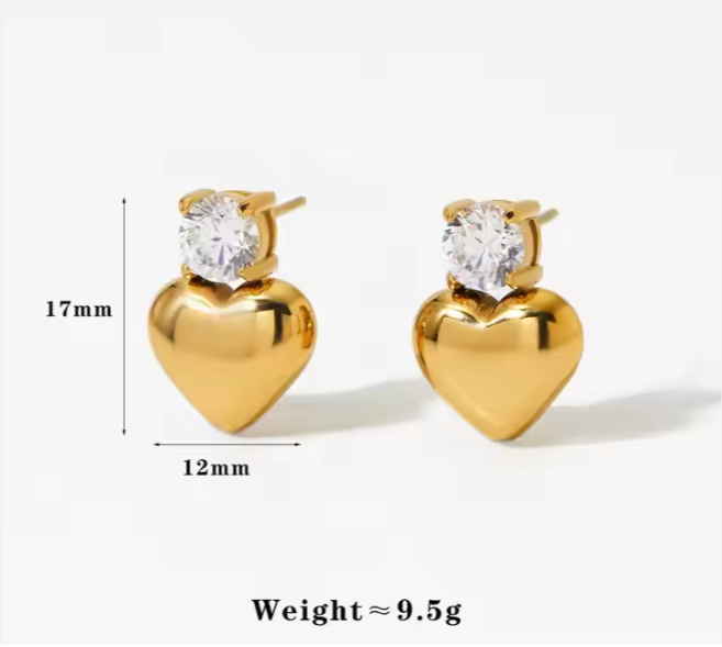 Teulrip Diamond Fine Heart Stud Smooth Love, Light Weight Perfect for Girls & Women