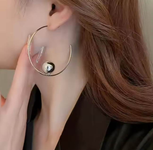 Teulrip Luxury Spiral Half Hoop Fashion Ball Earrings with Hypoallergenic Needle for Girls & Women