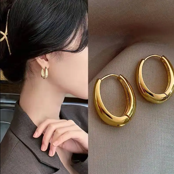 TEULRIP Geometric Gold-Plated Circle Hoop Earrings – Fashion Jewelry for Girls & Women