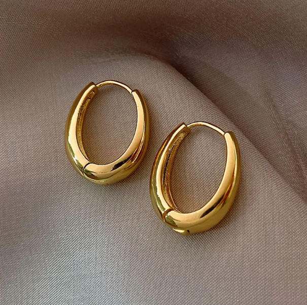 TEULRIP Geometric Gold-Plated Circle Hoop Earrings – Fashion Jewelry for Girls & Women