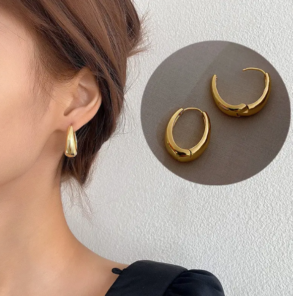 TEULRIP Geometric Gold-Plated Circle Hoop Earrings – Fashion Jewelry for Girls & Women