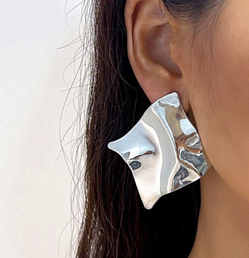 Teulrip Exaggerated Irregular Geometric Ear Stud Earrings for Girls & Women