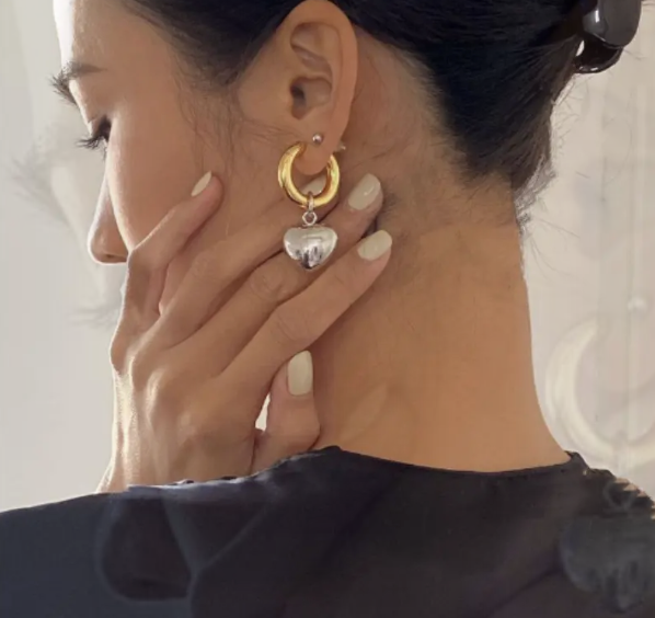 Teulrip Gold-Plated Love Heart Huggie Hoop Earrings – Heart Drop Hoop Earrings for Girls & Women