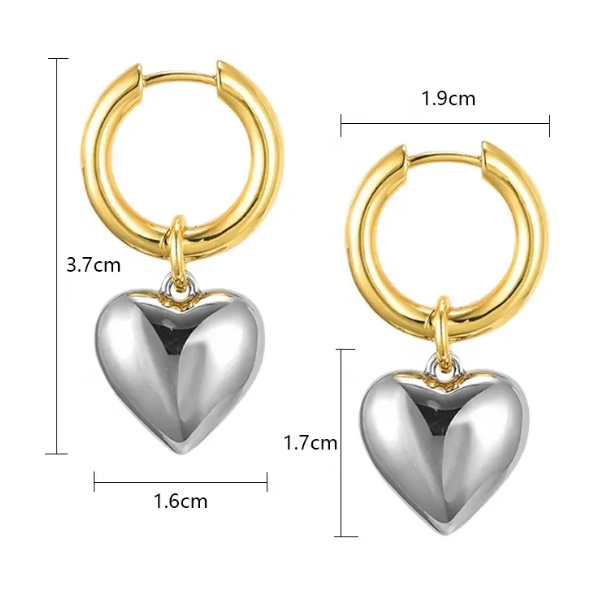 Teulrip Gold-Plated Love Heart Huggie Hoop Earrings – Heart Drop Hoop Earrings for Girls & Women
