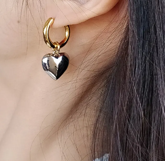 Teulrip Gold-Plated Love Heart Huggie Hoop Earrings – Heart Drop Hoop Earrings for Girls & Women