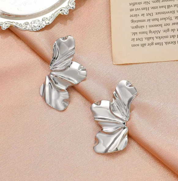 Teulrip Matte Half Flower Studs Statement Floral Petal Earrings for Girls & Women