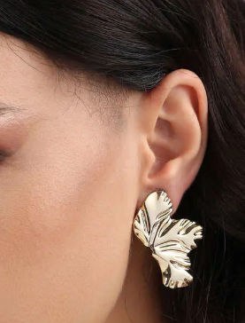 Teulrip Matte Half Flower Studs Statement Floral Petal Earrings for Girls & Women