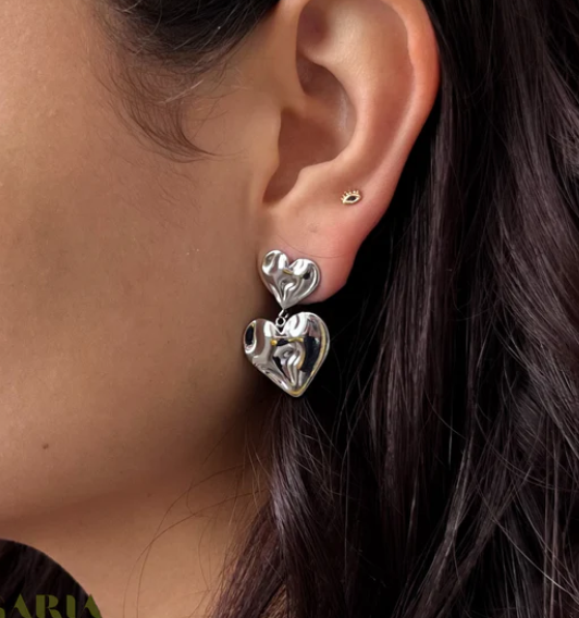 Teulrip Trendy Love Drop Earrings, Double Heart Design for Girls & Women