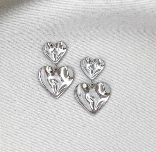 Teulrip Trendy Love Drop Earrings, Double Heart Design for Girls & Women