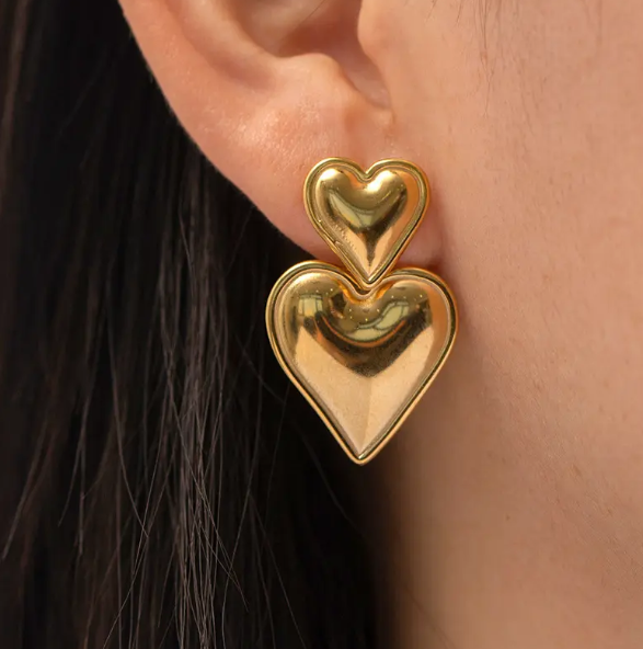 Teulrip Valentine Heart Earrings - Chunky Heart Fashion Jewelry for Girls & Women