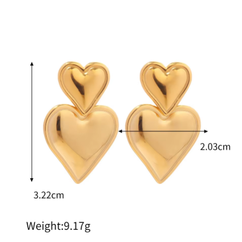 Teulrip Valentine Heart Earrings - Chunky Heart Fashion Jewelry for Girls & Women